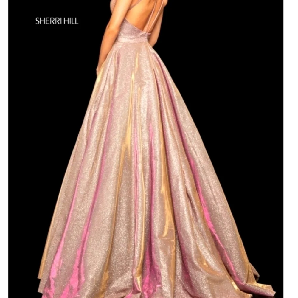 Sherri Hill rose gold iridescent prom dress size 8